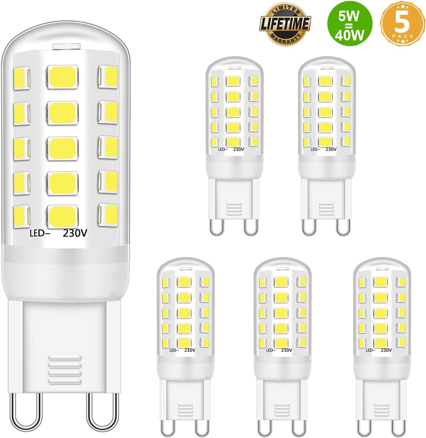 G9 LED Lumière Ampoules 5W Équivalent à 28W 33W 40W Halogène Ampoules