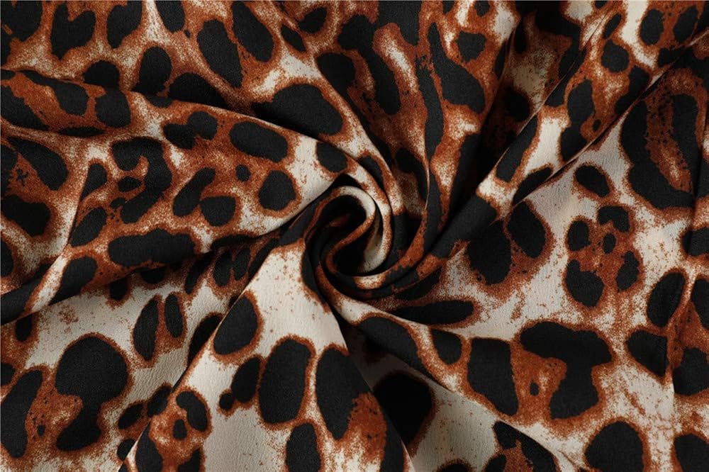 Womens Maxi Skirt Leopard Print Chiffon Beach Pleated High Waisted A-Line Long Skirts: Clothing