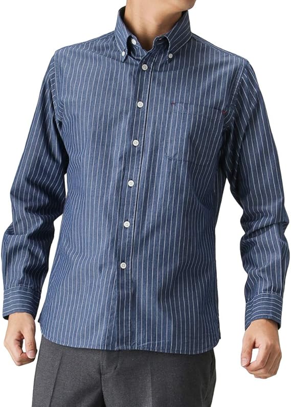 Amazon Navy ネイビー ストライプシャツ ボタンダウンシャツ 長袖 ストライプ Bge126 メンズ ネイビー Xl シャツ 通販