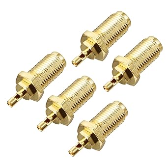 sourcing map 5 pcs Conector Adaptador Coaxial Rf Sma Conector Pasante Hembra Tono Dorado