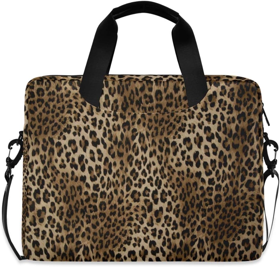 MAHU Laptop Case Bag Leopard Animal Skin Print Laptop Sleeves Briefcase 13 14 15.6 inch Computer Messenger Bag with Handle Strap for Women Men Boys Girls
