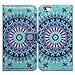 Bcov Case for iPhone 6s/iPhone 6, Bcov Green Mandala Design Card Slot Wallet Leather Cover Case for iPhone 6 6S