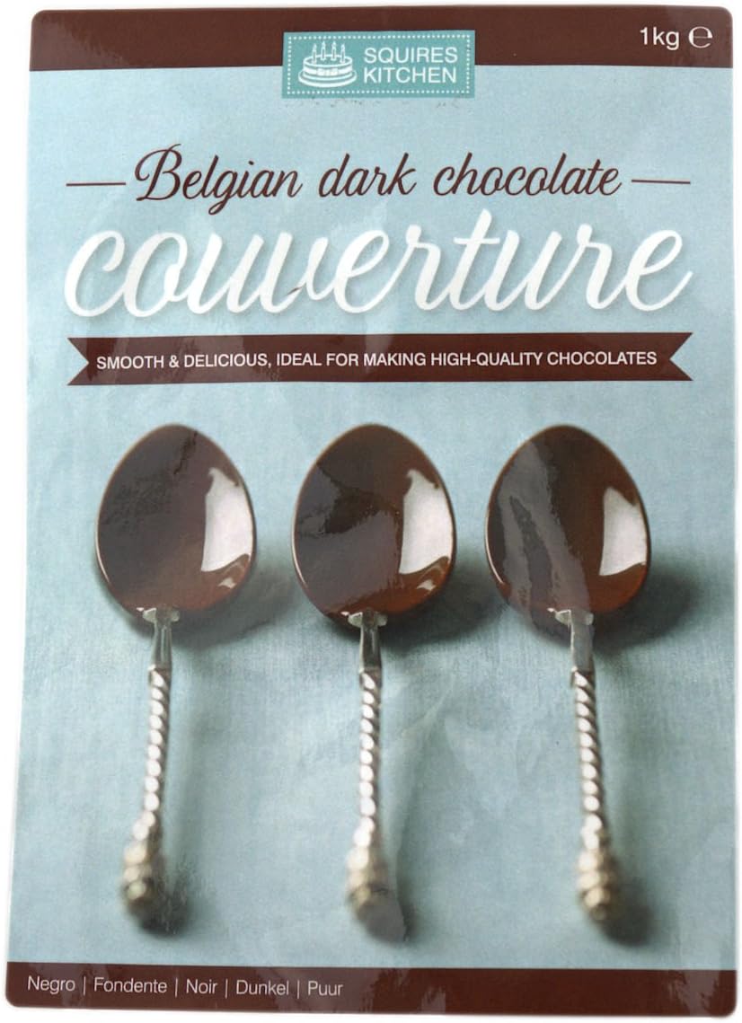 Squires Kitchen - Belgian Chocolate Couverture 1kg Pack - For making high quality chocolates (Dark Chocolate)