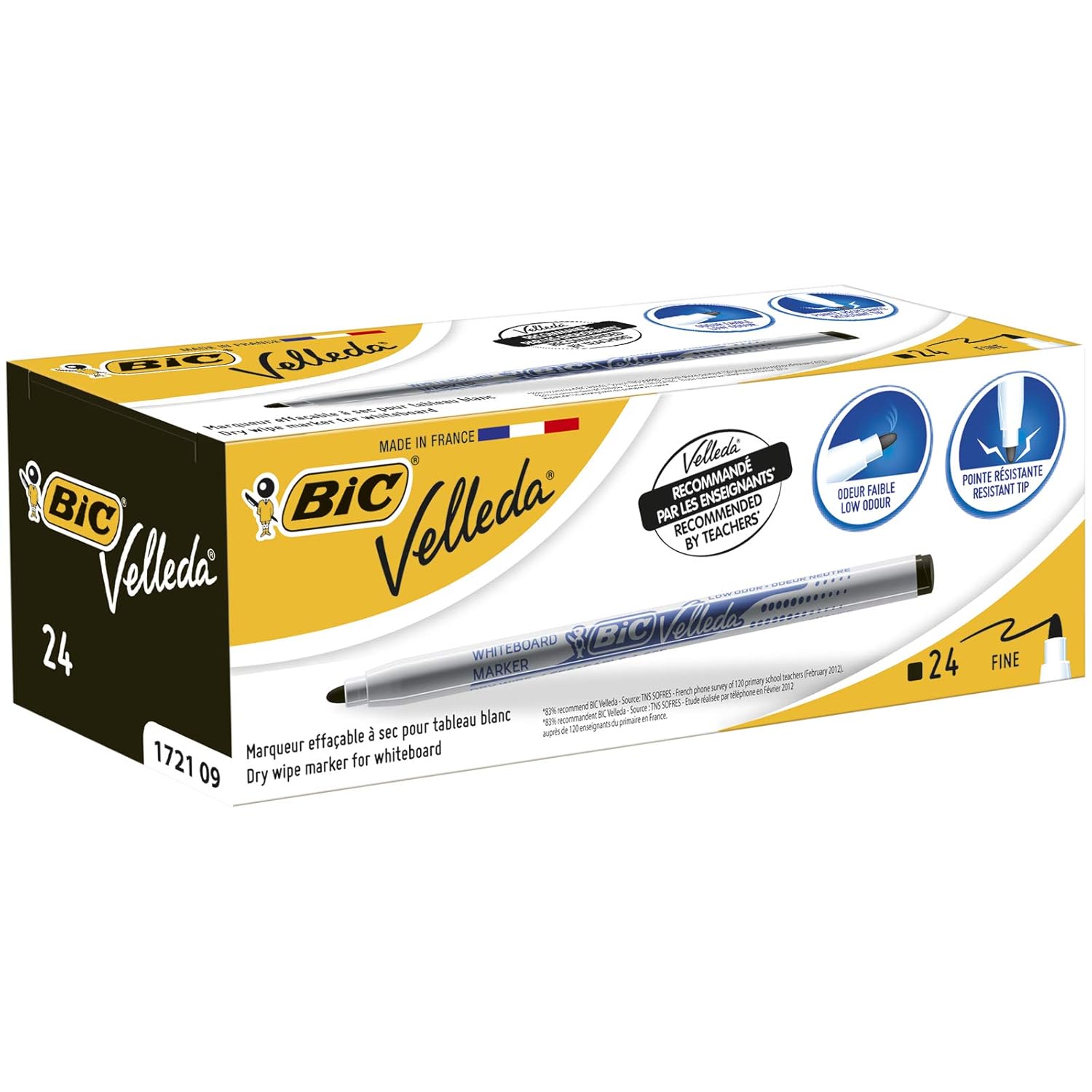 BIC Velleda 1721 - Caja de 24 unidades, marcadores de pizarra ...