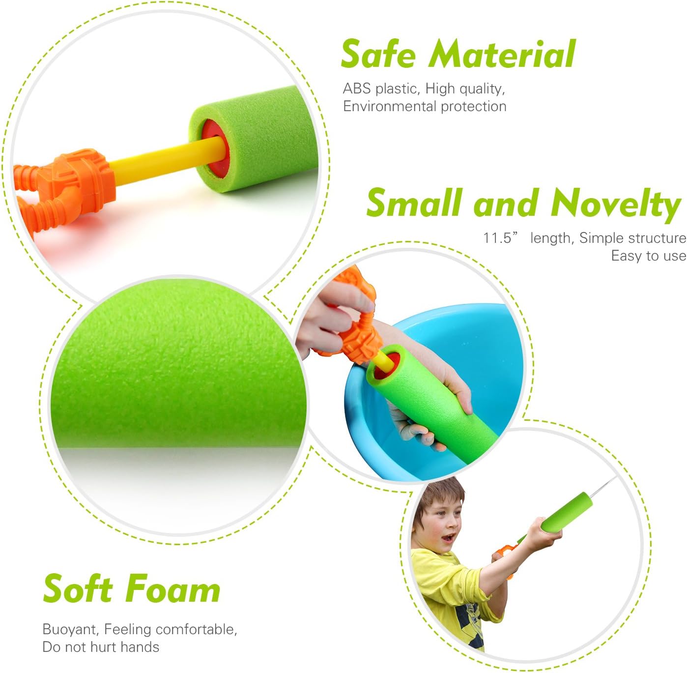 Betheaces Water Guns Toys for Kids, 3Pack Foam Water Blaster Shooter Summer Fun Outdoor Swimming Pool Games Toys for Boys Girls Adults: Toys & Games