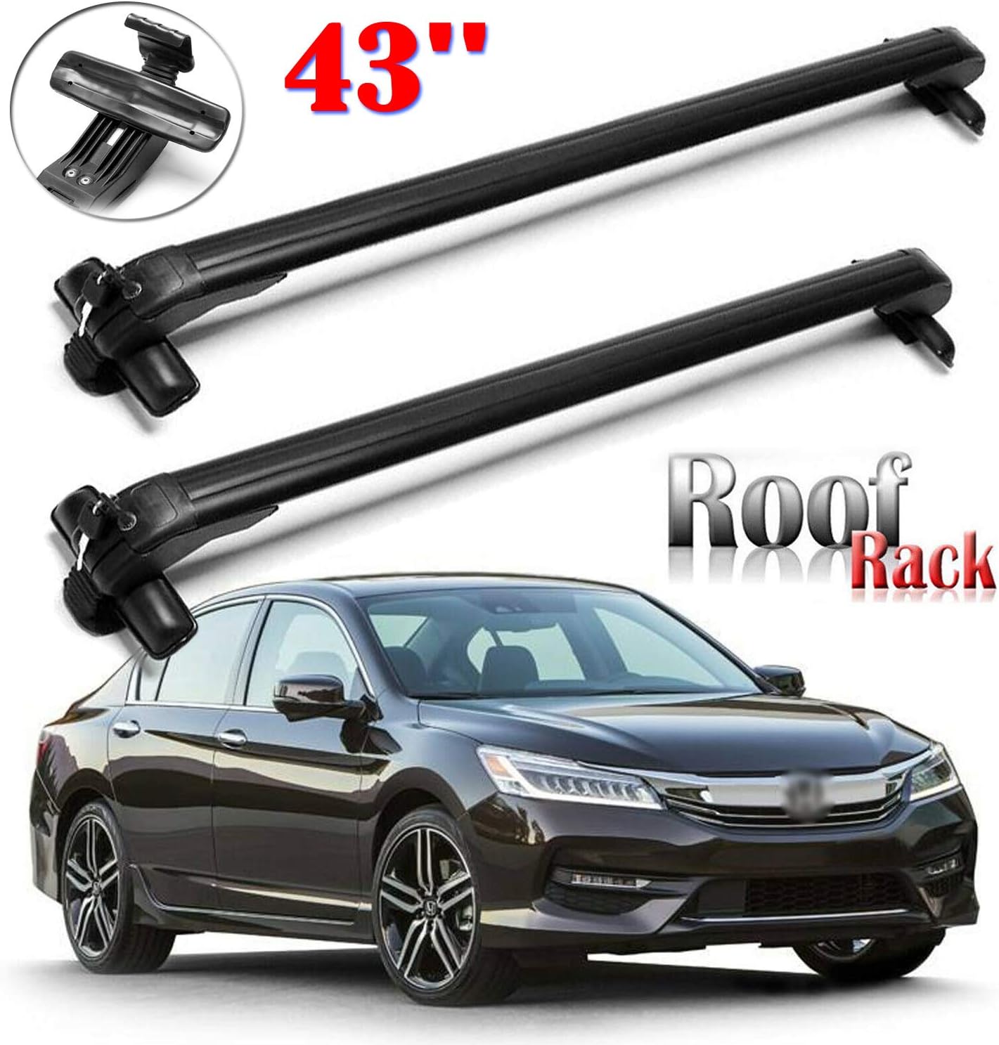SiKy 43'' Car Roof Racks Crossbars Cargo Load Bars Top Luggage Carrier Aluminum Black with Anti-Theft Locks Key -120KG Load Capacity For 2006-2015 Honda Accord