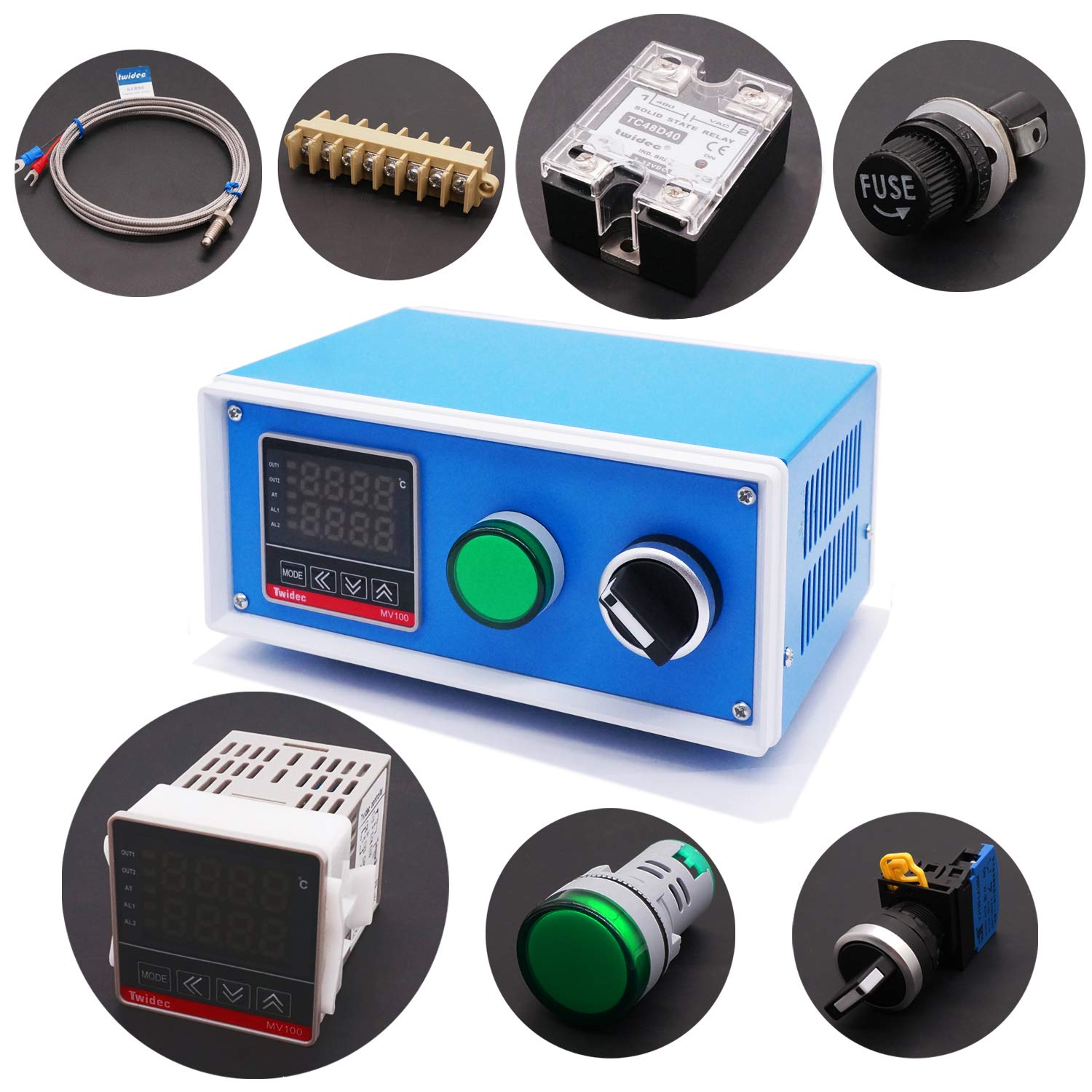 Twidec/Display PID Temperature Controllers Thermostat Box 1000W 10A 110V Temperature Temp Control Box with Solid State Relay SSR 40DA Oven Thermostatic Control Box: Industrial & Scientific