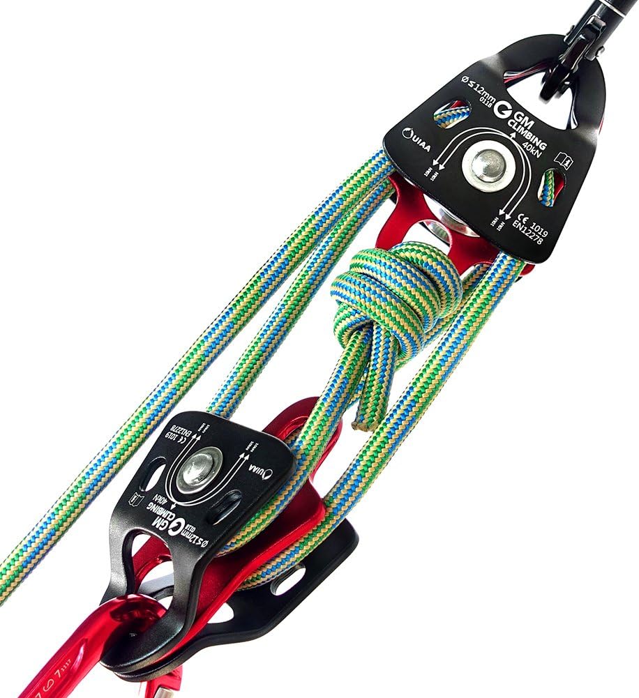 GM CLIMBING 40kN Micro Double Pulley Prusik Minding Ball Bearing UIAA CE for Progress Capture System Rigging Hauling Rescue Arborist Tree Climbing (Pack of 2) : Sports & Outdoors