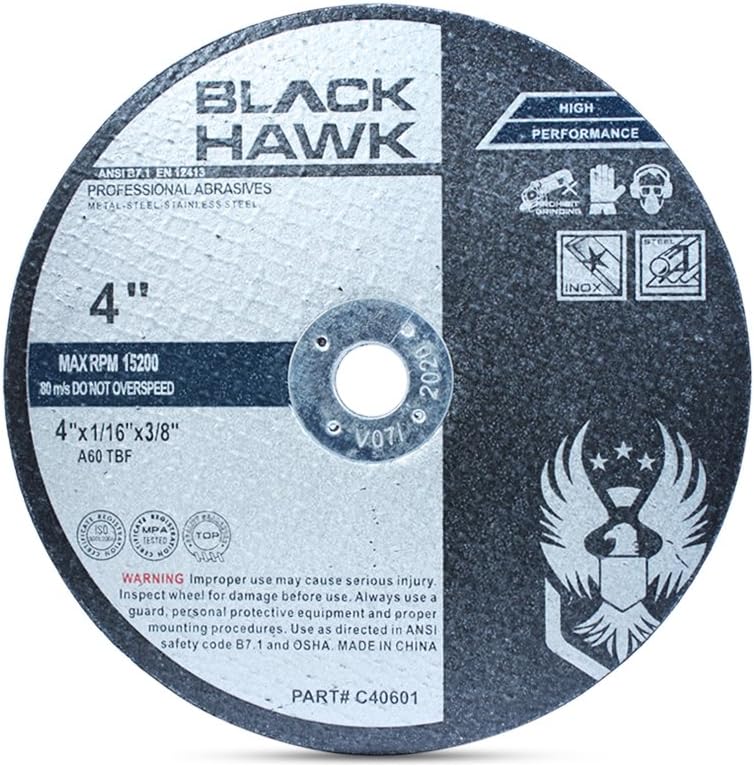 BHA Metal and Stainless Steel Cut Off Wheels for Die Grinders, 4” x 1/16” x 3/8” - 25 Pack