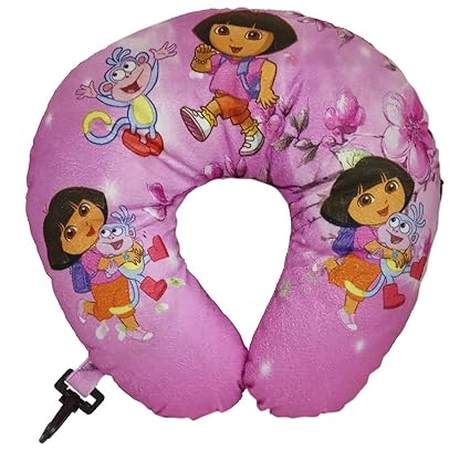 HALO NATION U Shaped Travel Pillow Neck Support Head Rest Airplane Cushion - Premium Microfiber Cushion (Dora The Explorer)