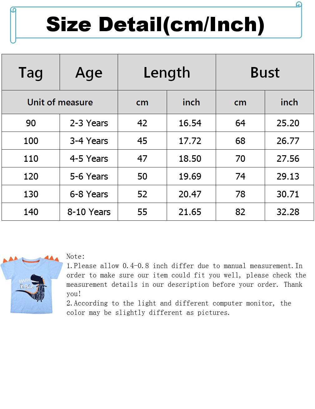 Dhasiue Kids Dinosaur T-Shirt Toddler/Little Boys Short Sleeve Tops Tees