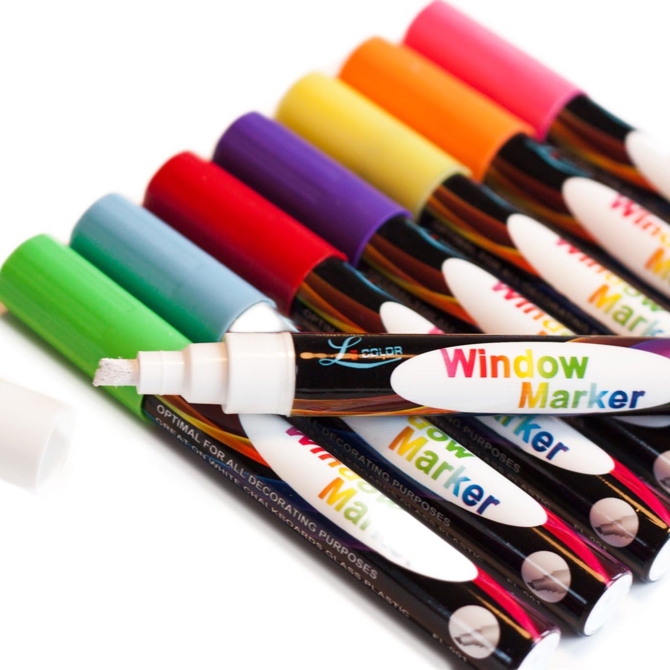 Liquid Chalk Marker Pens for Whiteboards, Windows, Glass, Labels, Bistro & Menu - 8 Pack - Child Friendly Premium Pen with Reversible Tip