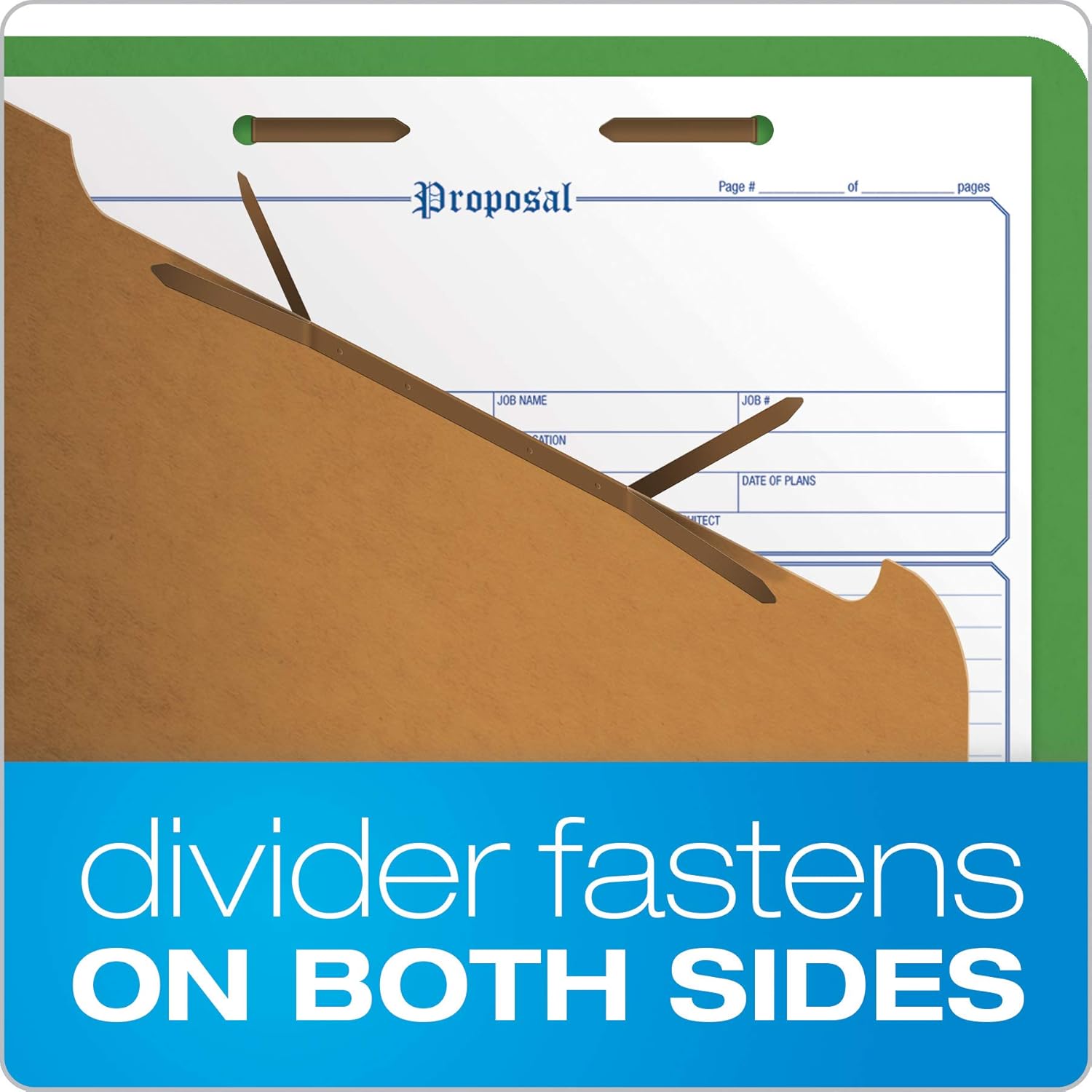 Pendaflex Classification Folders, 1 Divider, 2" Fasteners, Letter, Dark Green, 10/Box (23733P) : Top Tab Classification Folders : Office Products