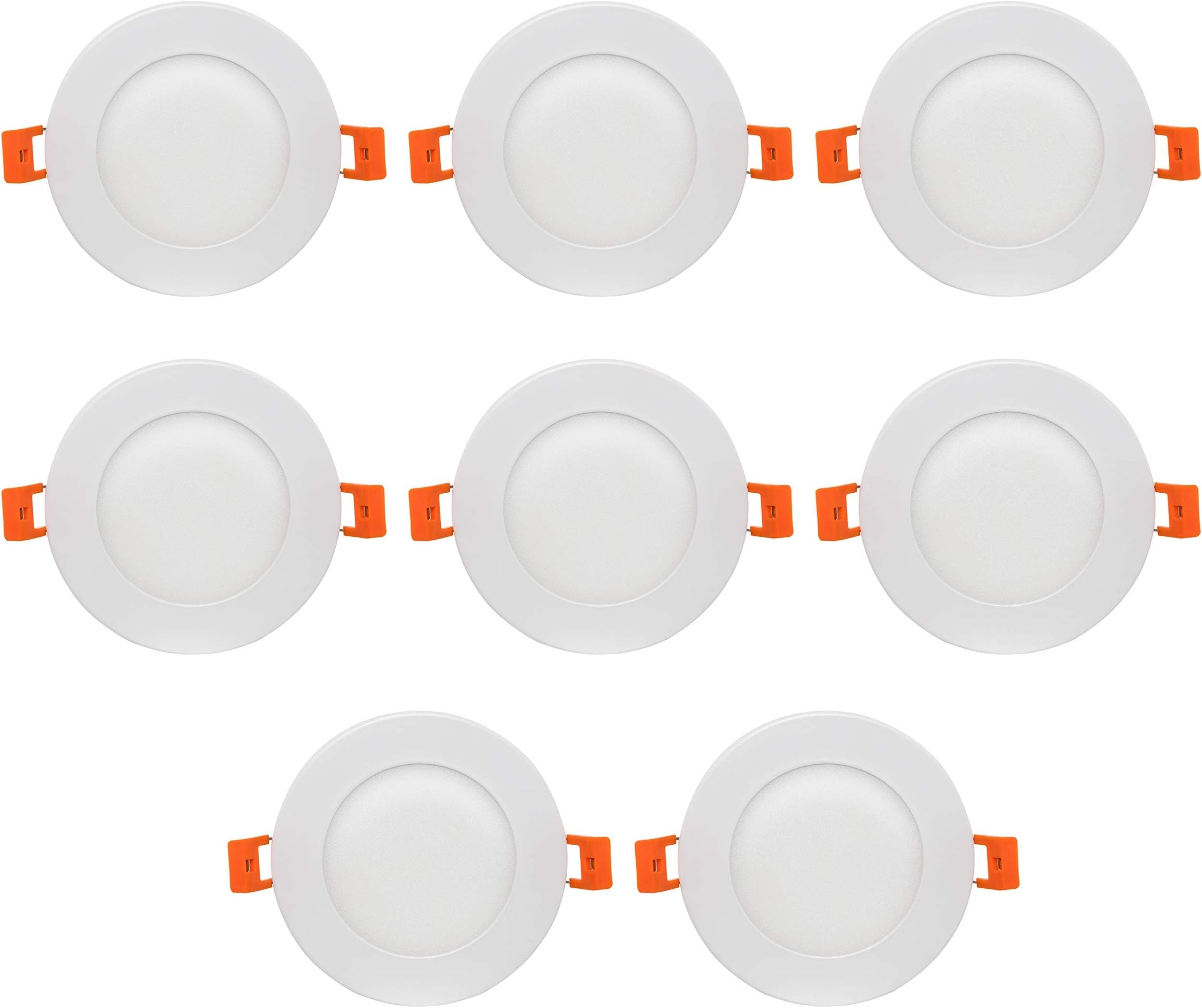 Westgate Lighting 9W 4 Inch Ultra Thin Slim LED Recessed Light - Dimmable Retrofit Downlight Smooth Trim - Junction Box Included - Ceiling Lights - 120V ETL (8 Pack 4000K Neutral White)