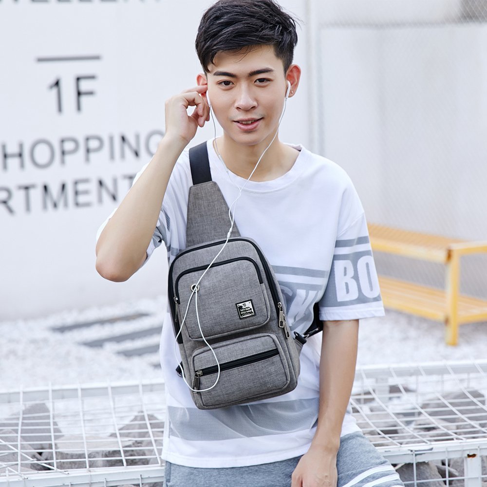 Sling Bag, Sling Backpack Outdoor Crossbody Chest Pack Bag Multipurpose Daypack (1808#Grey)