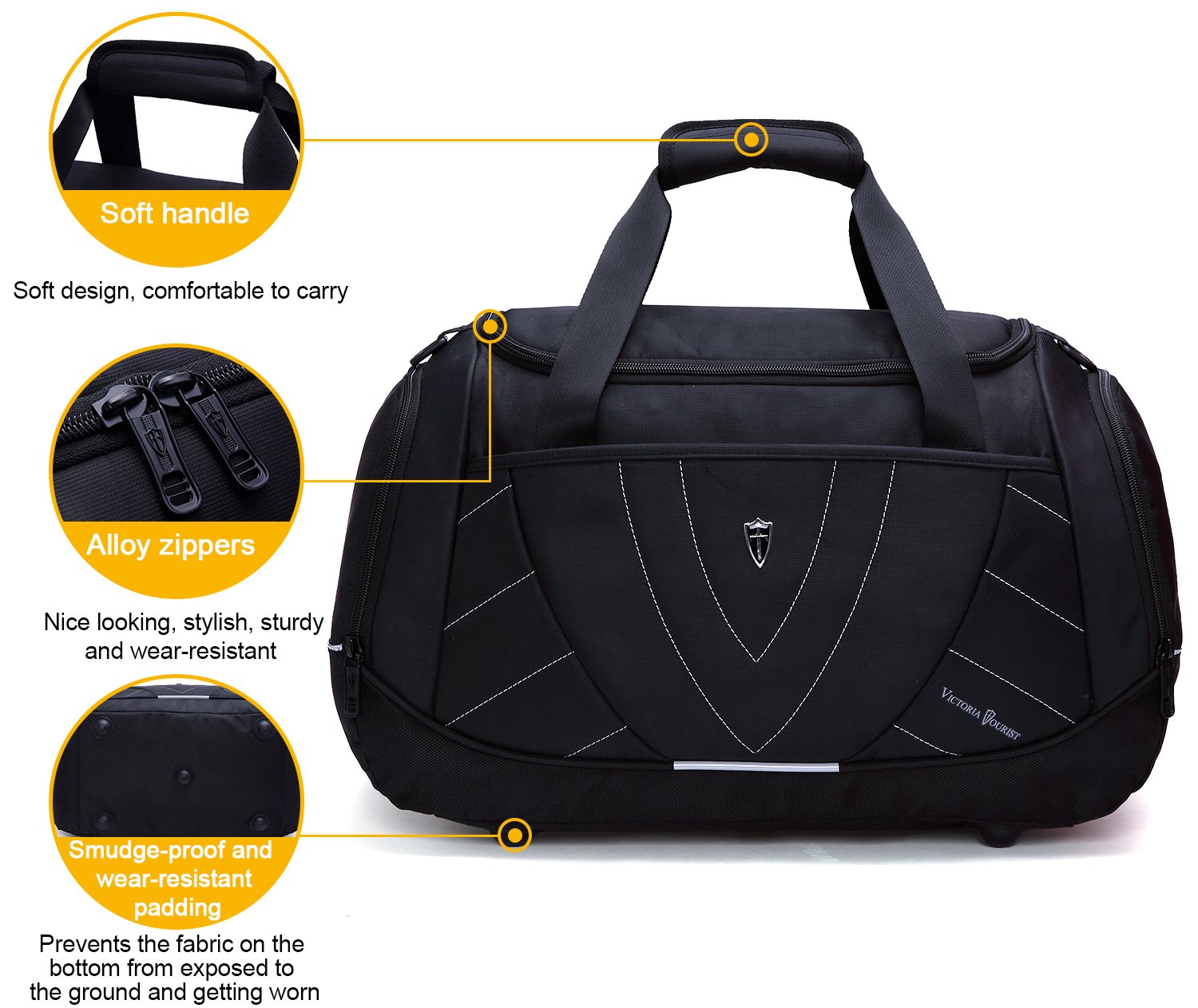 Victoriatourist V7005 Duffle Bag for Business Travel Sport Gym Weekend Duffel, Black