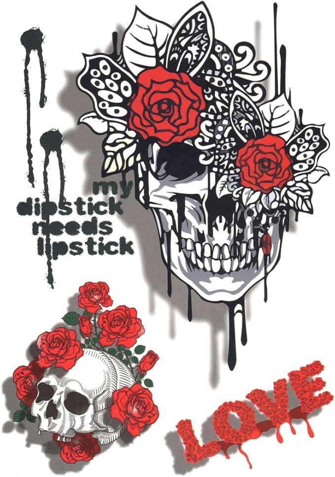 Amazon タトゥーシール ドクロ スカル 3dカラーアート Gt 341 Tattoo Seal ボディシール フェイクタトゥー タトゥシール刺青 トライバル ボディアート ボディジュエリー タトゥーシール 通販