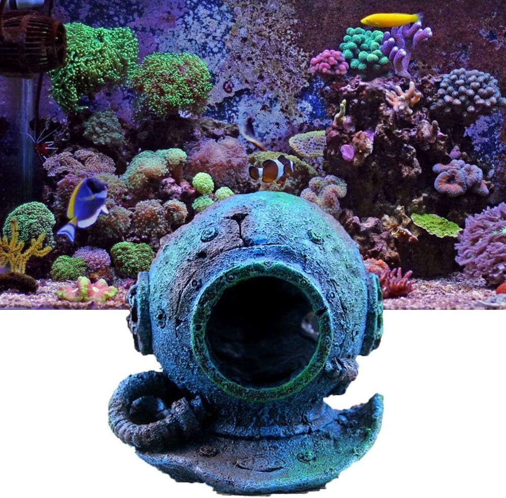 ZAAQ Adorno de decoración de Acuario Buceo Casco Naufragio Peces