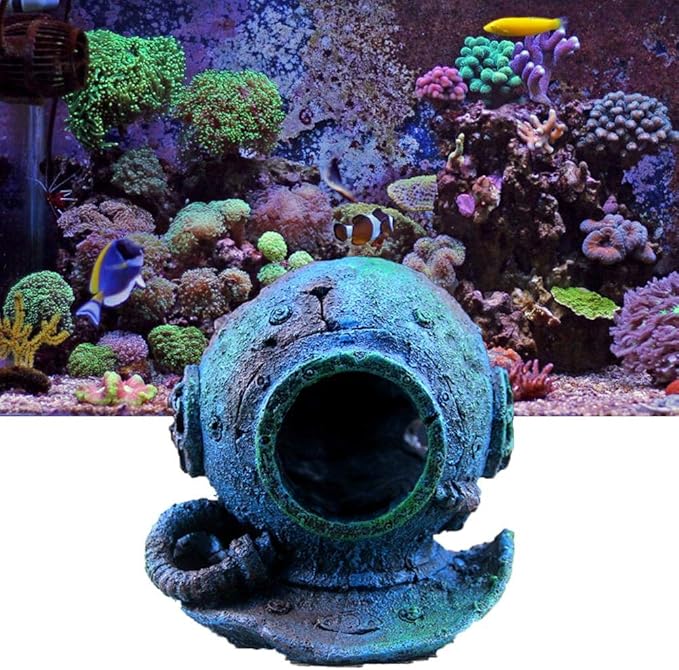 ZAAQ Adorno de decoración de Acuario Buceo Casco Naufragio Peces