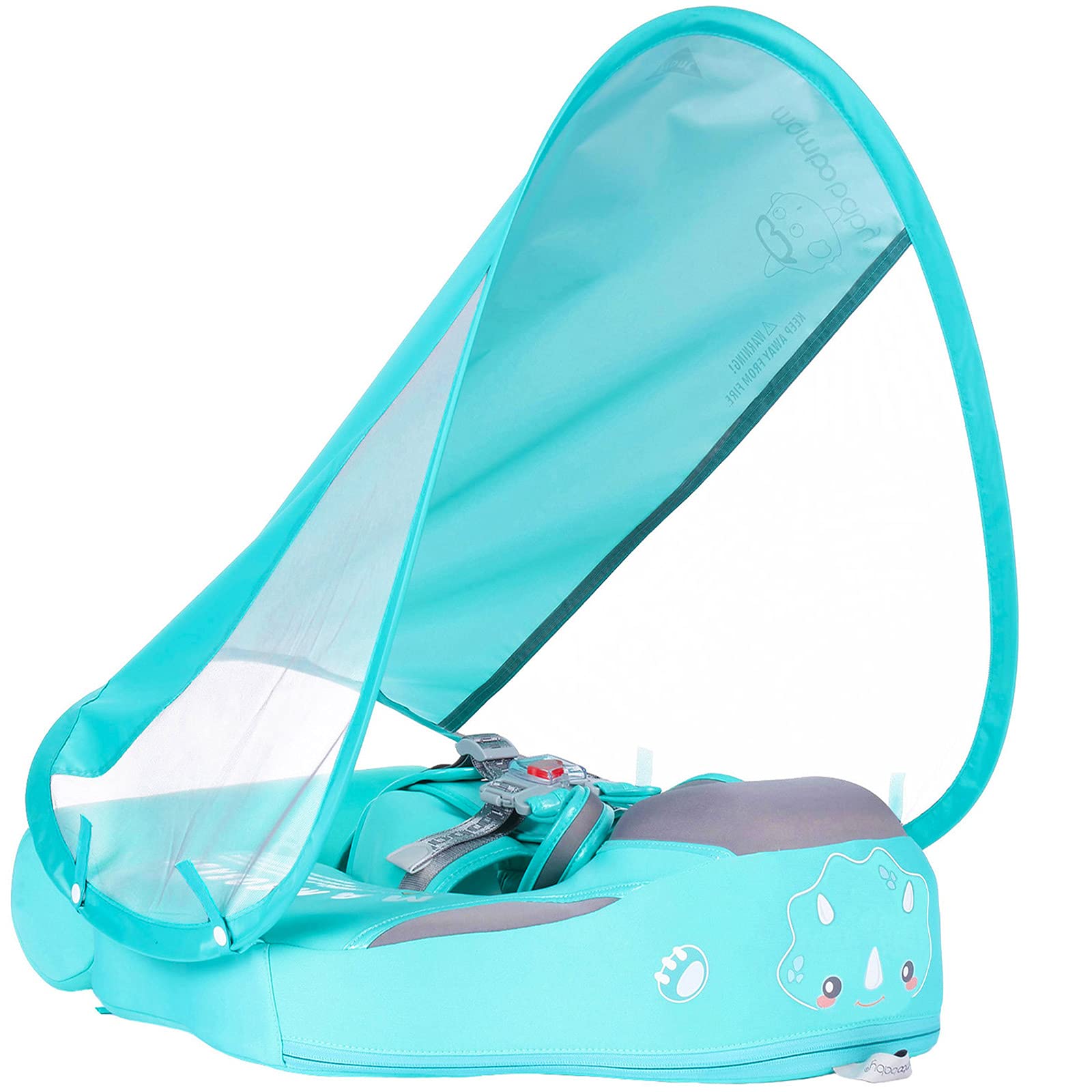 Mambobaby Float with Canopy and Tail New Upgraded Non-Inflatable Baby Pool Float Mambo Float Swim Trainer Solid Infant Swim Float Adjustable Pearl Foam Baby Swim Ring
