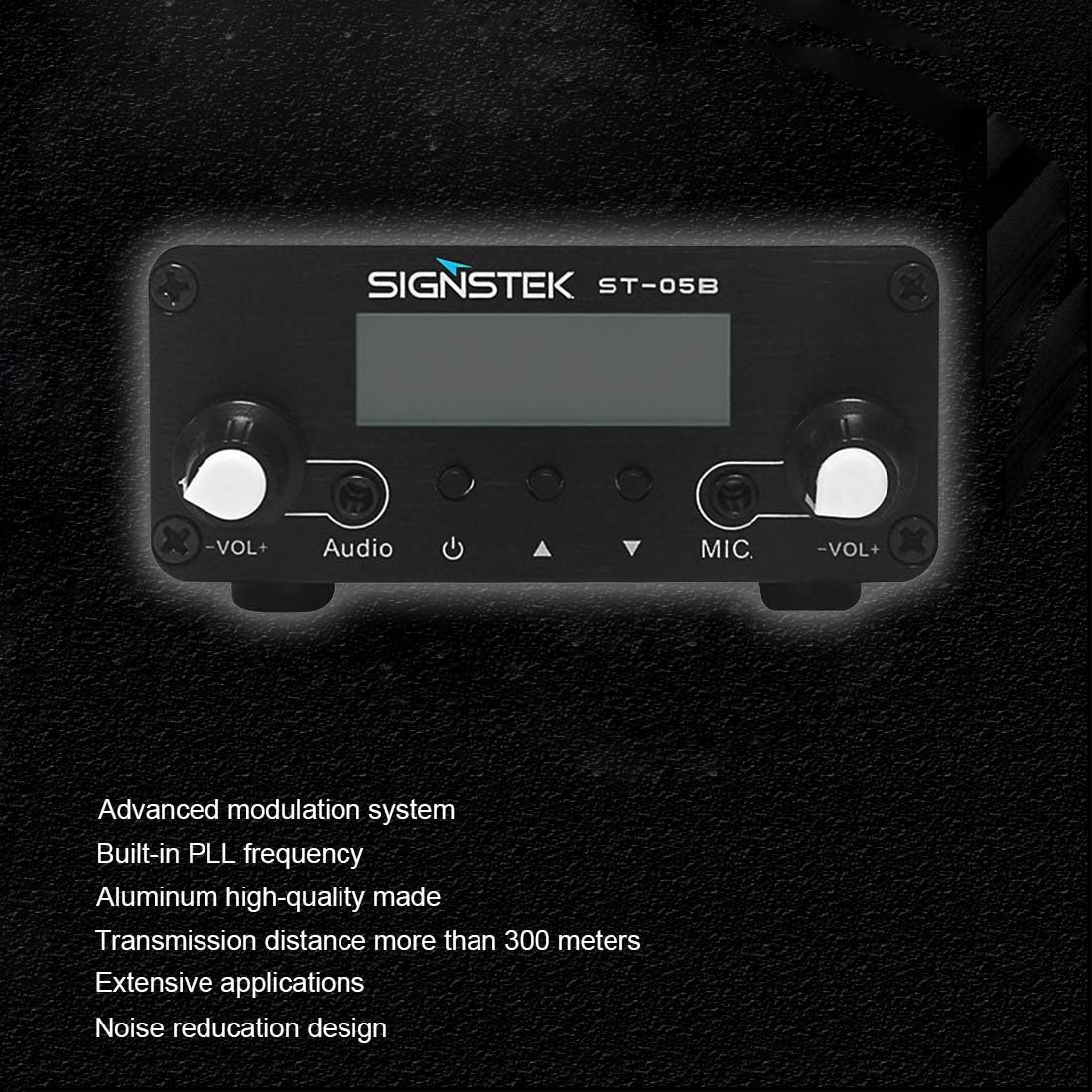 Signstek ST-05B FM Transmitter for Church, Dual Mode Long Range Stereo Broadcast with Antenna, Black: MP3 Players & Accessories