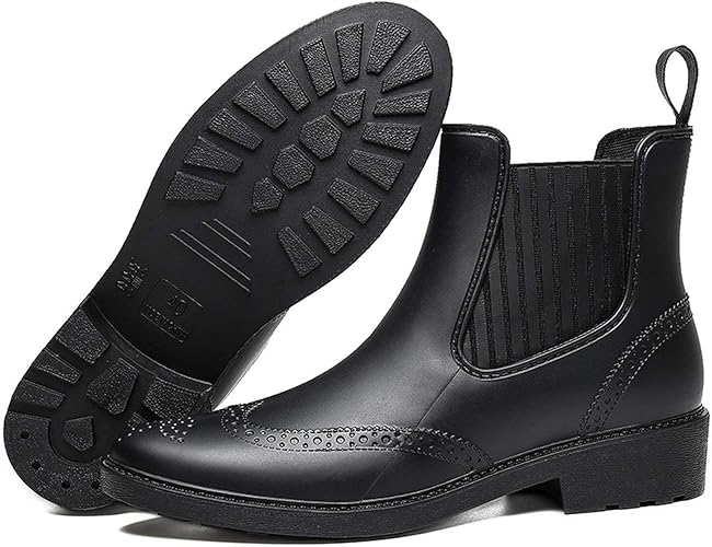 black platform rain boots