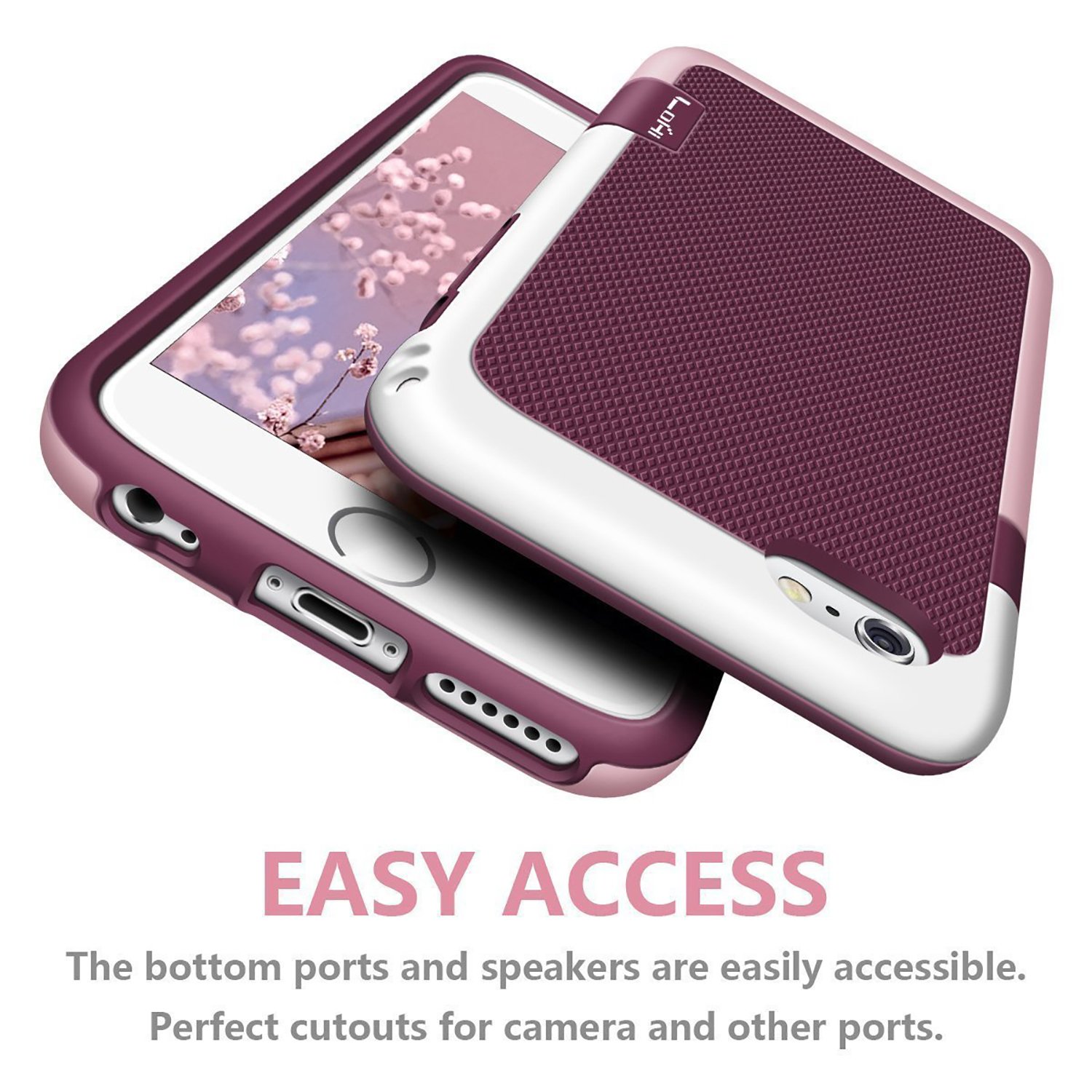 iPhone 6S Case, LoHi Rubber & Silicone Rugged Heavy Duty Protection Hybrid Cover Shock-Absorption Anti-Scratch Stylish Bumper Case for iPhone 6/6S Red