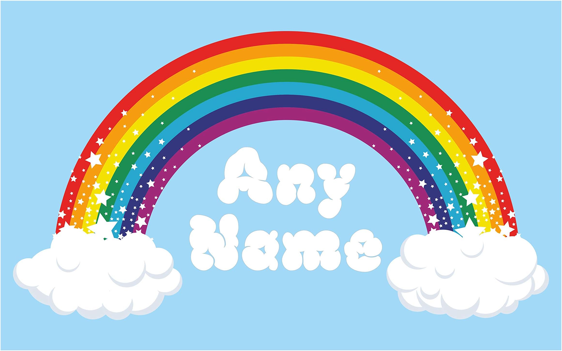 Personalised Rainbow Wall Art. Choose Any Name Vinyl Sticker 3 Sizes, Full Colour Decal (Medium: 58cm x 31cm)