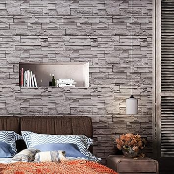 Birwall Cutral Faux Brick Stone Wallpaper Wall Mural 3d Kitchen Living Home Decoration Amazon Com