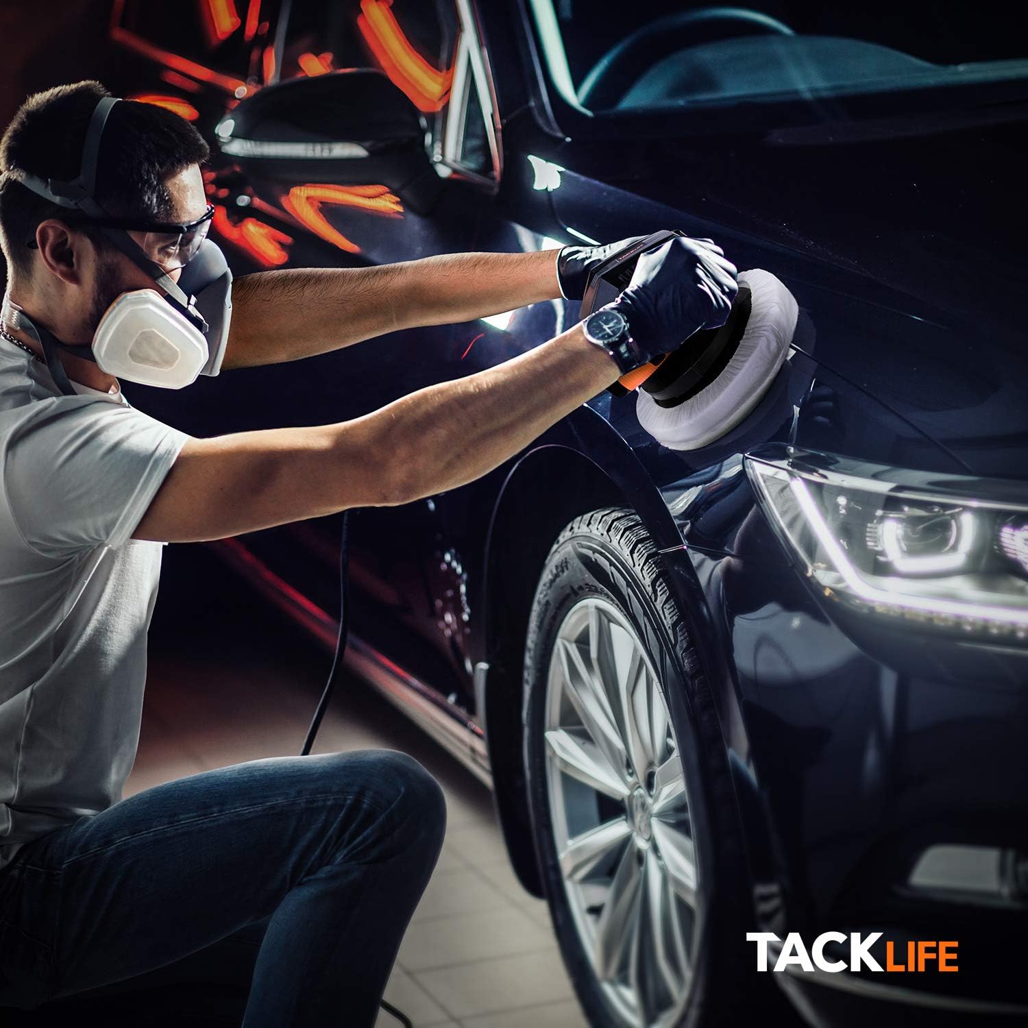 Waxer/Polisher, TACKLIFE 10-Inch Dual Action Random Orbital Car Buffer Polisher Waxer, 10Ft Power Cord, Variable Speed, With Polisher Pad Bonnets and Gloves, Ideal for Car Waxing - TCP01A - - 