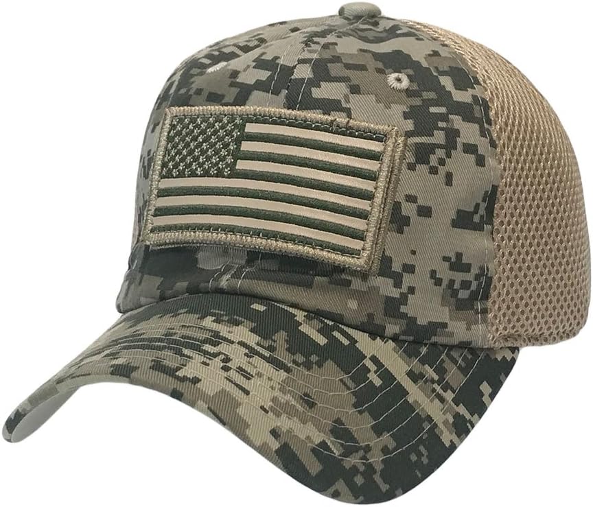 USA American Flag Patch Tactical Hat Mesh Back Adjustable Baseball Cap