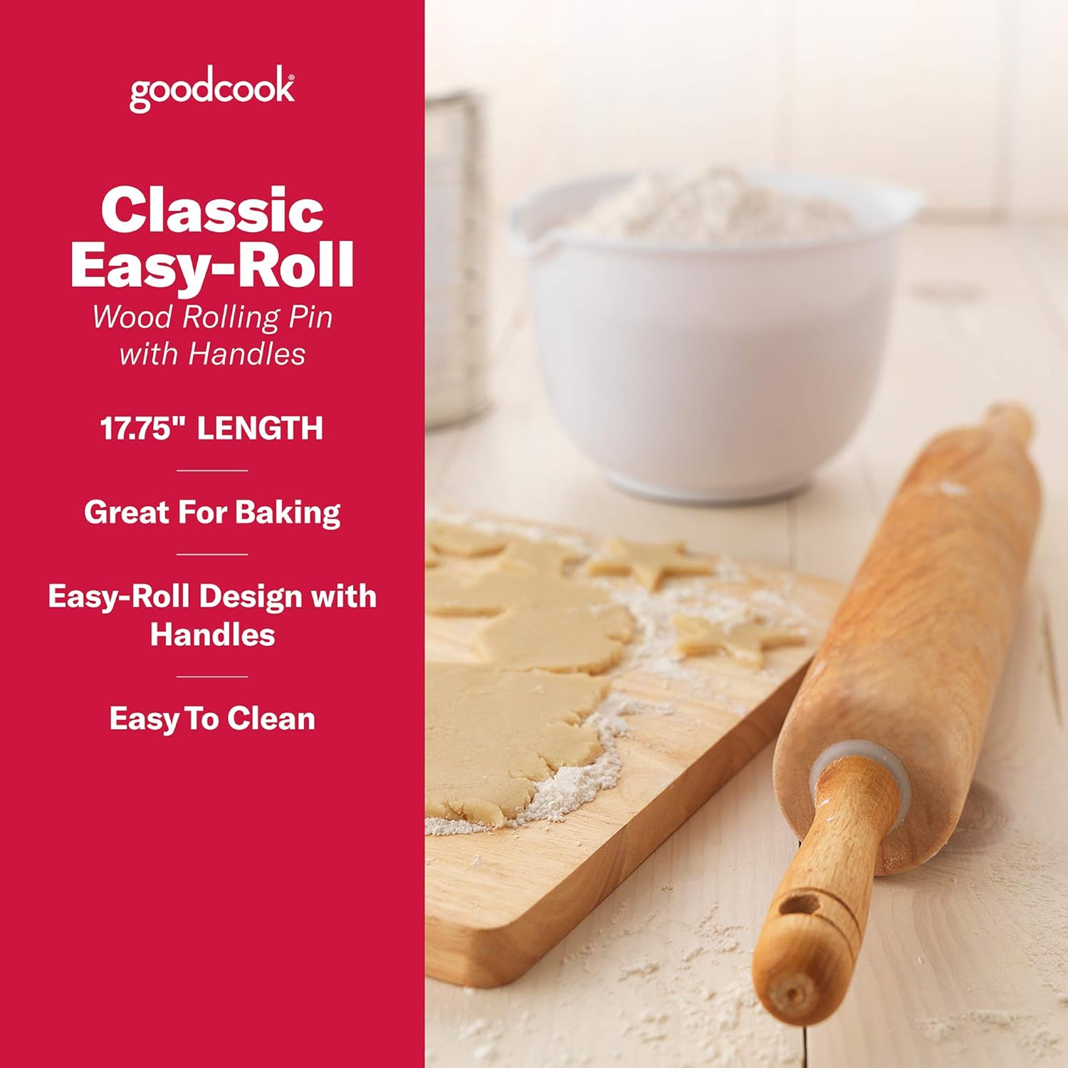 Goodcook 05717000817 Good Cook Classic Wood Rolling Pin, 1,23830: Kitchen & Dining