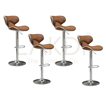 Lakdi Horse Bar Stool Chair in Beige Set of 4 Combo MFN(132117_C_4)