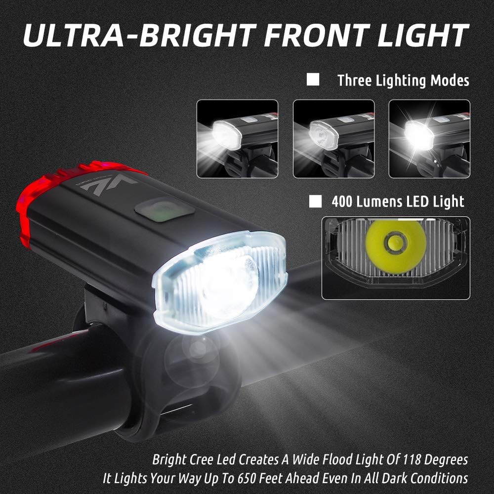 VICTGOAL Bike Light Front & Rear Bright USB Rechargeable Bike Helmet Light IPX5 Waterproof Portable Bicycle Lights for All Road Cyclists (Black) - Image 5