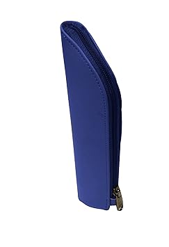 Essart Faux Leather self Print Zipp Closure Pen/Pencil Case - Blue