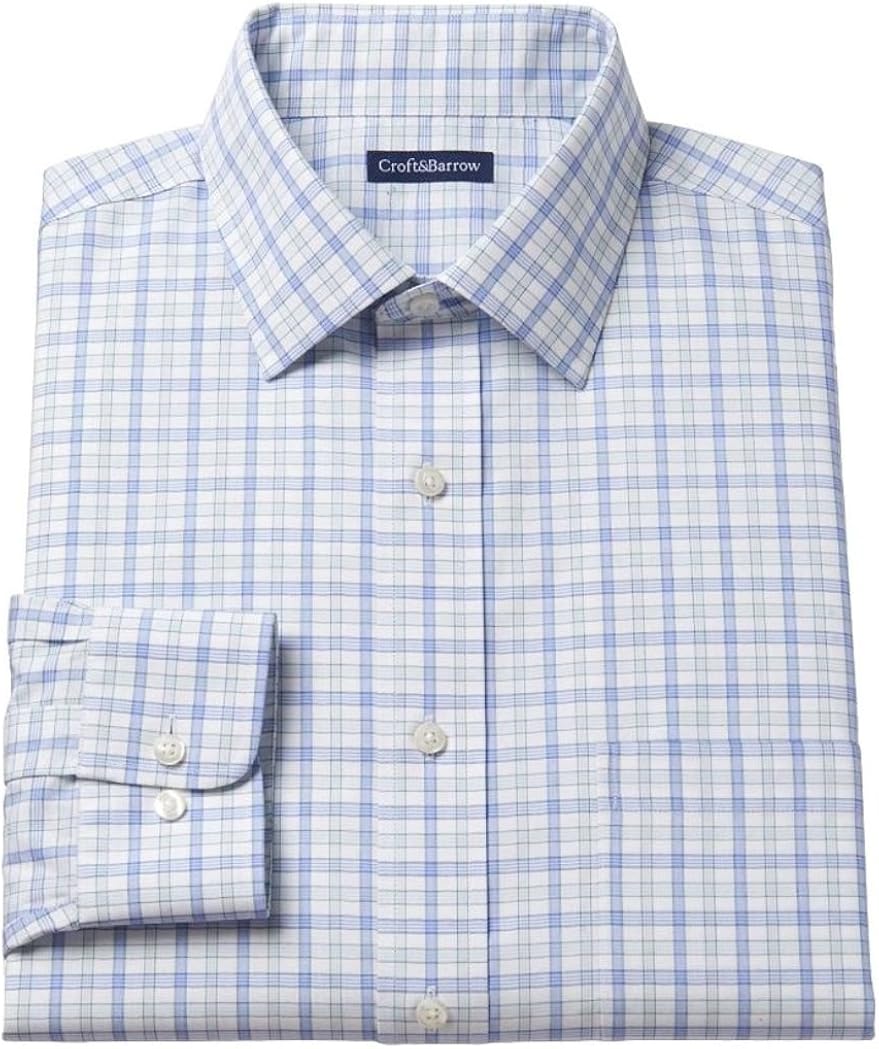 Croft & Barrow Mens Classic Fit 100 Cotton Dress Shirt Highland Blue