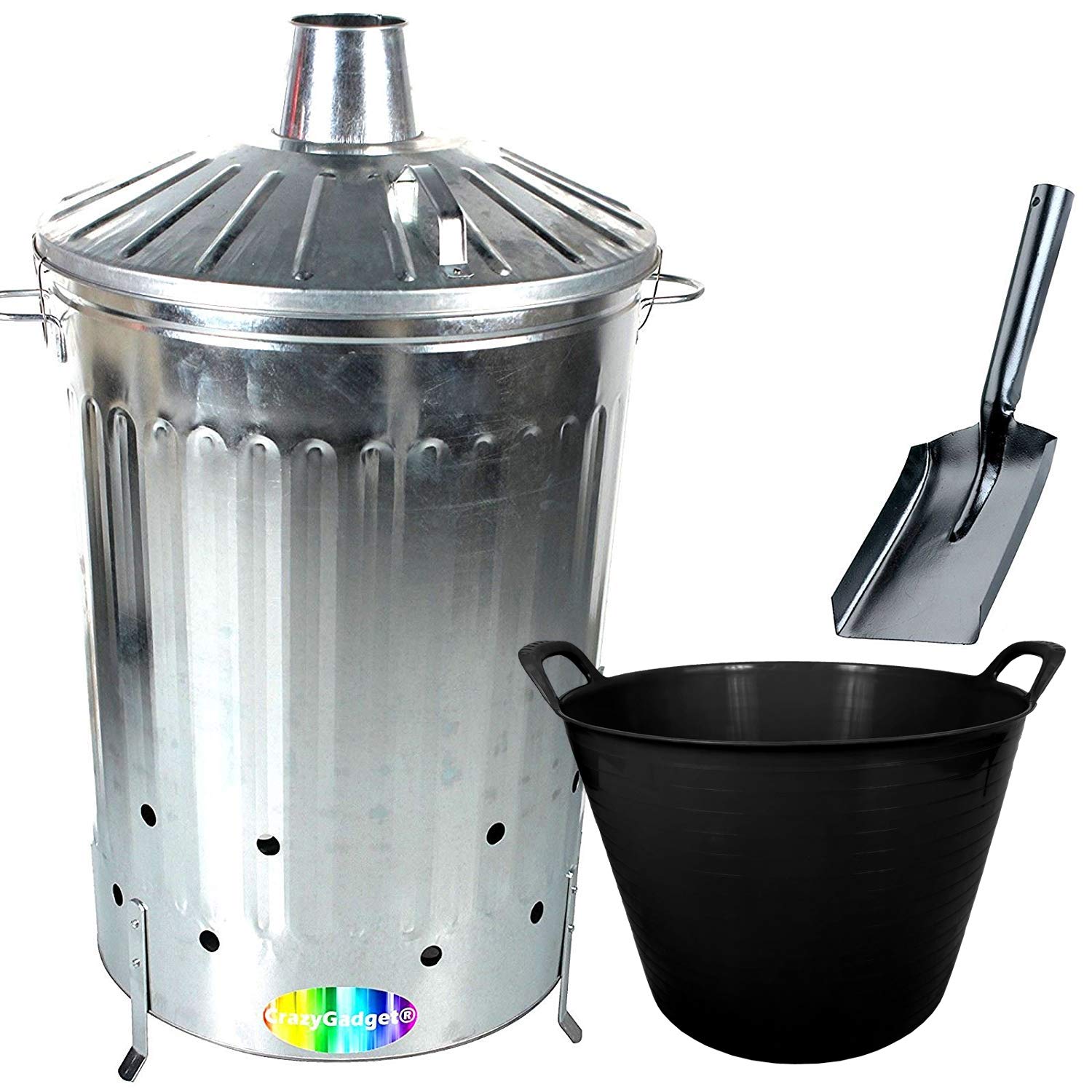 Buy CrazyGadget 125 Litre 125L Extra Large Galvanised Metal Incinerator