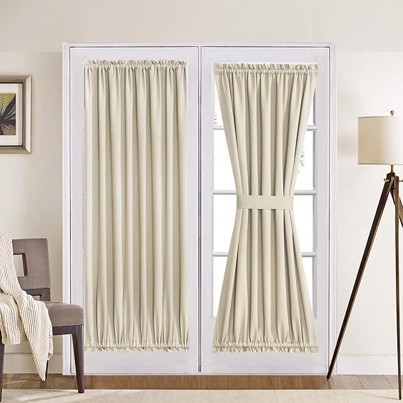 Aquazolax Premium Plain Rod Pocket Blackout Curtains French Door Panels