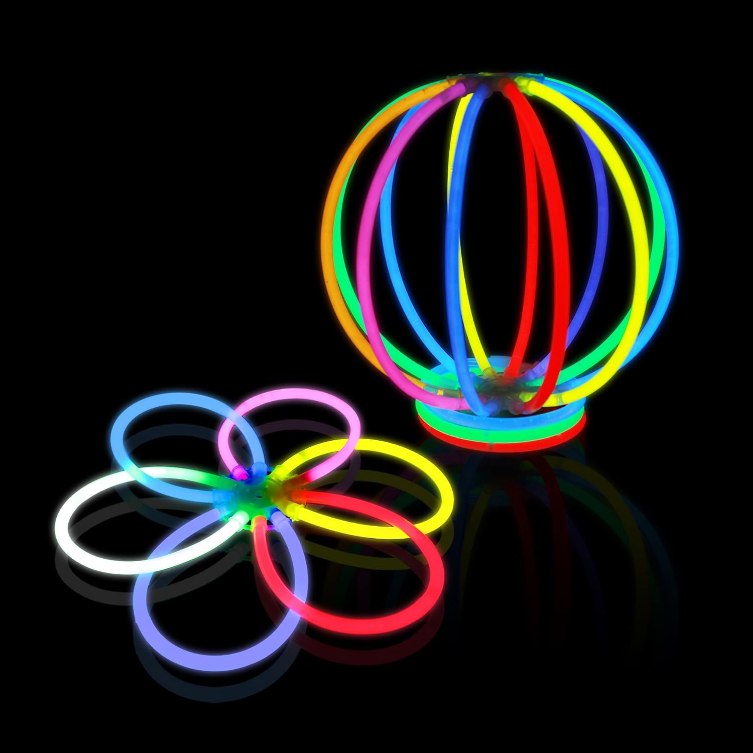 Glow Sticks Bulk Party Supplies – 458 Piece Glow in The Dark Halloween Party Favors Pack for Kids/Adults with 200 Super Bright Glowsticks and Connectors for Bracelets, Necklaces, Glasses, Flower Balls: Toys & Games