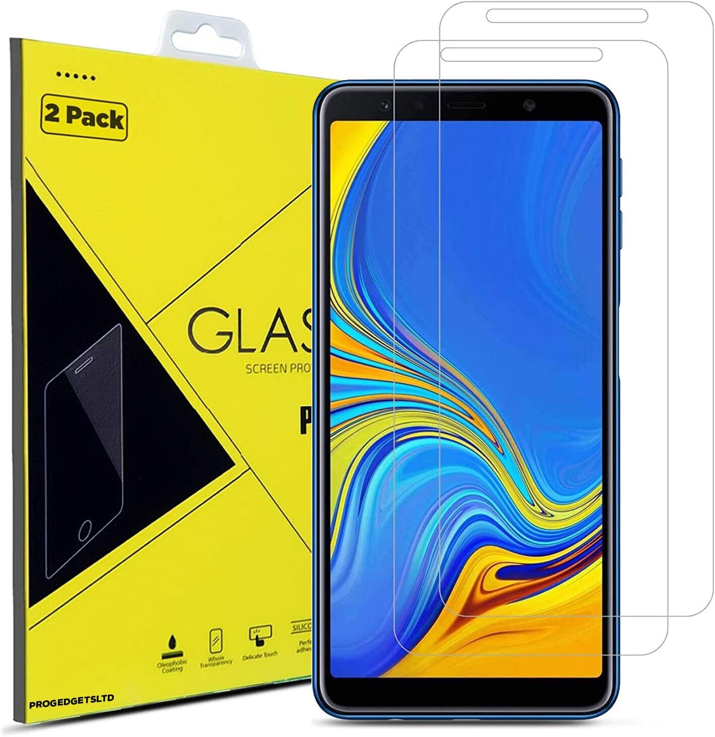 [2 Pack] Samsung Galaxy A7 2018 Screen Protector, Gorilla Tempered Glass Screen Protector Shockproof Protective LCD Film Guard [9H Hardness] [Scratch-Resistant] for Samsung Galaxy A7 A750 (2018)