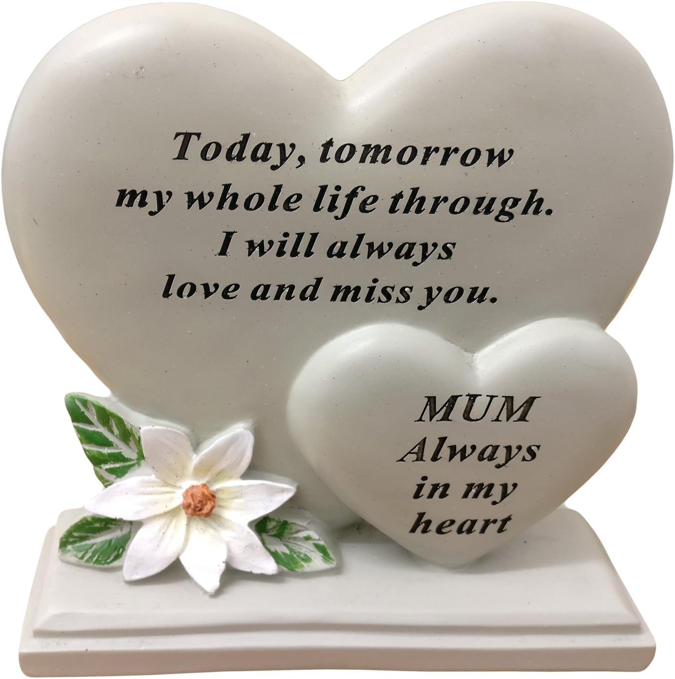 David Fischhoff Mum Double Heart Plaque, Cream, 17.5 x 5.5 x 19 cm