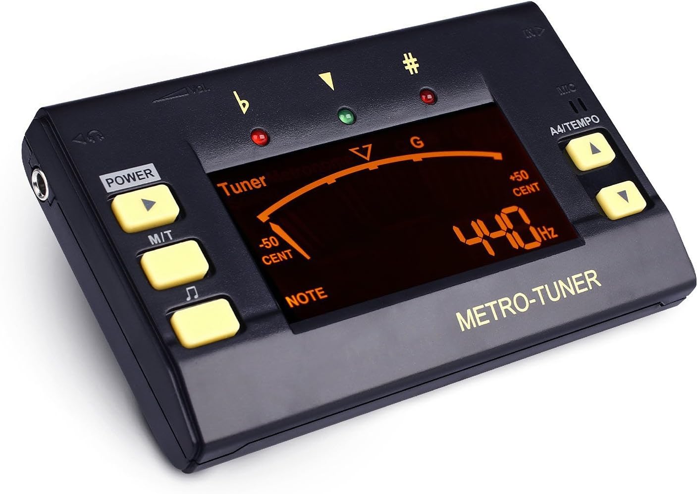 Mira-Tech Metronome,Tuner (Metro-tuner) for Guitar,Bass,Violin,Ukulele|Chromatic Tuning, Large Clear Colorful LCD Display (38% Greater View),30-250 BPM,8 Rhythms ,0-9 Beat, Pickup Included