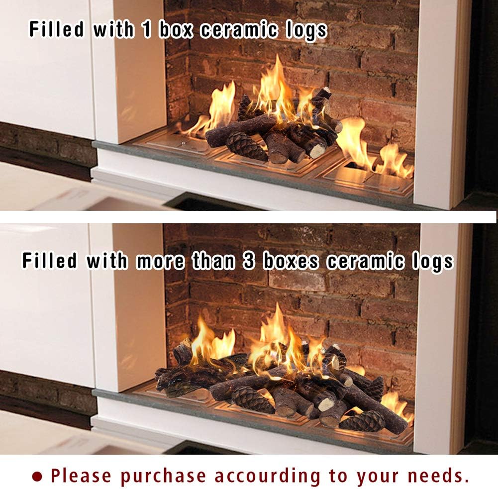 ATR ART TO REAL Ceramic Logs for Bioethanol Fire,Decorative Gas Fireplace Log for Gas Fires,Smokeless Artificial Pine Cones Shaped Firewood Logs for Electric Fireplace,9 Pcs - Image 3