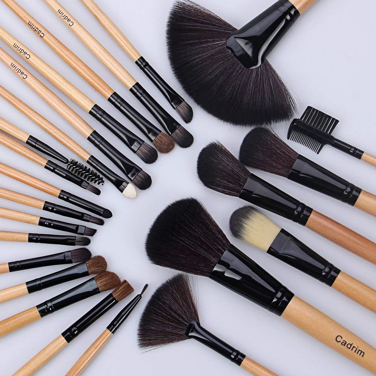 Makeup Brushes Set 24pcs Natural Hair Synthetic Wood Handle Cadrim Professional Makeup Brush Set Foundation Powder Blush Blending Shading Eyeshadow Concealers Cosmetic Brushes Kit Travel Makeup Brush - Image 3