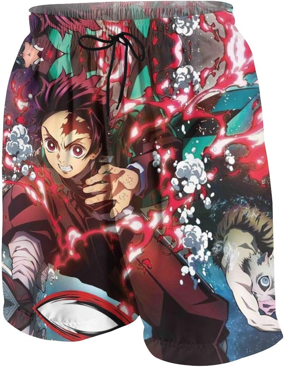 Amazon Com Demon Slayer Anime Board Shorts Boys 3d Printed For Summer Bicycle Board Shorts Clothing