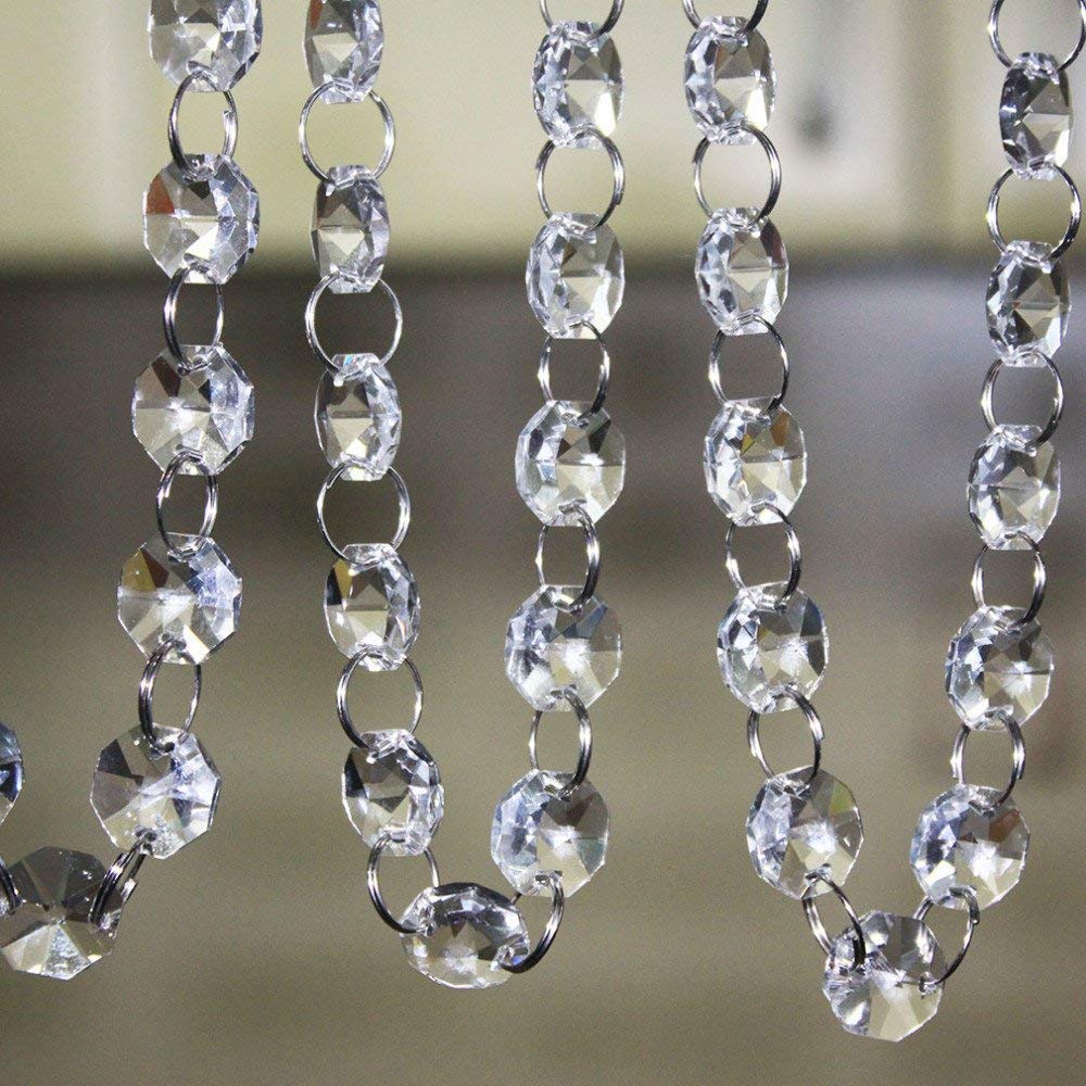 H&D 6FT Crystal Garland Beads Chain Suncatcher for Chandelier Weddings Christmas Tree Decoration Crystal Ornament