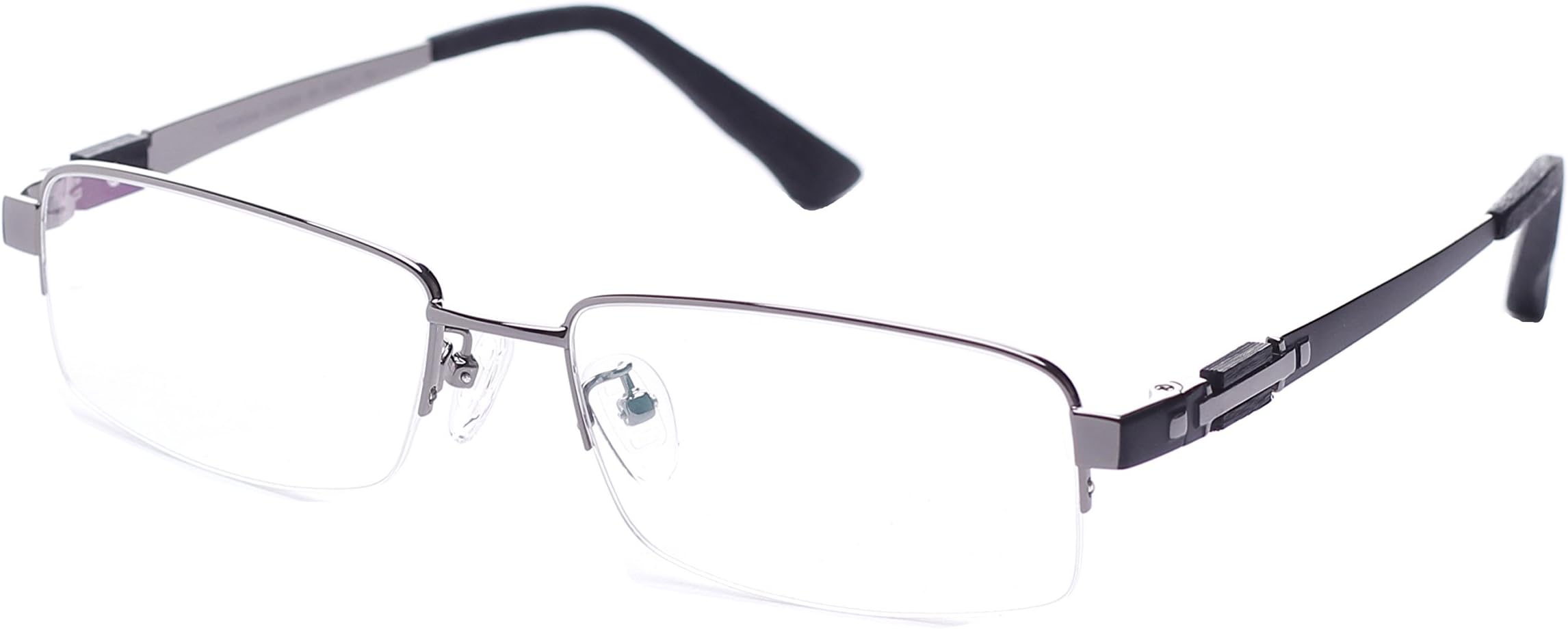 Men's Eyeglass Frames Titanium Half Rimless Business Optical Glasses Frame CJ-8001 2 Color Gold Grey (grey, 56)