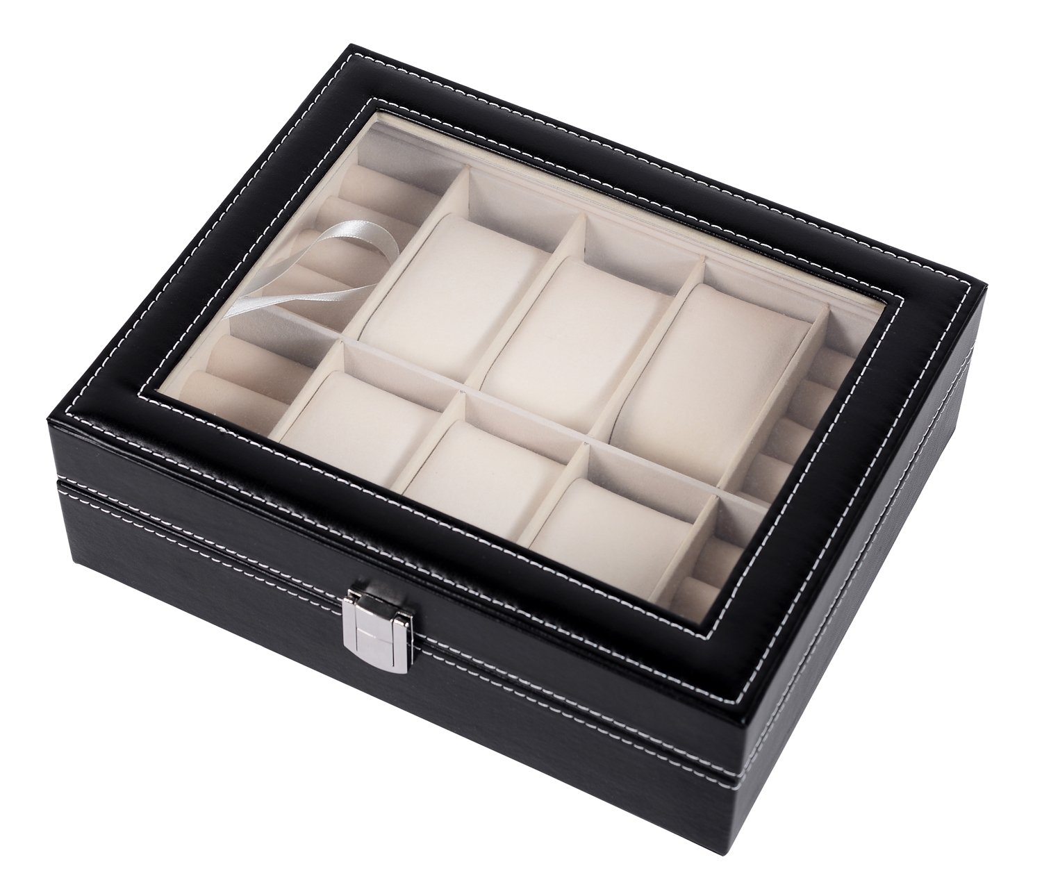 Cufflink Ring Watch Box Storage Organizer PU Box Mens 22
