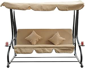 Outsunny Columpio Jardin 3 Asientos 200x120x164cm 2 Cojin Balancin