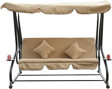 Outsunny Columpio Jardin 3 Asientos 200x120x164cm 2 Cojin Balancin